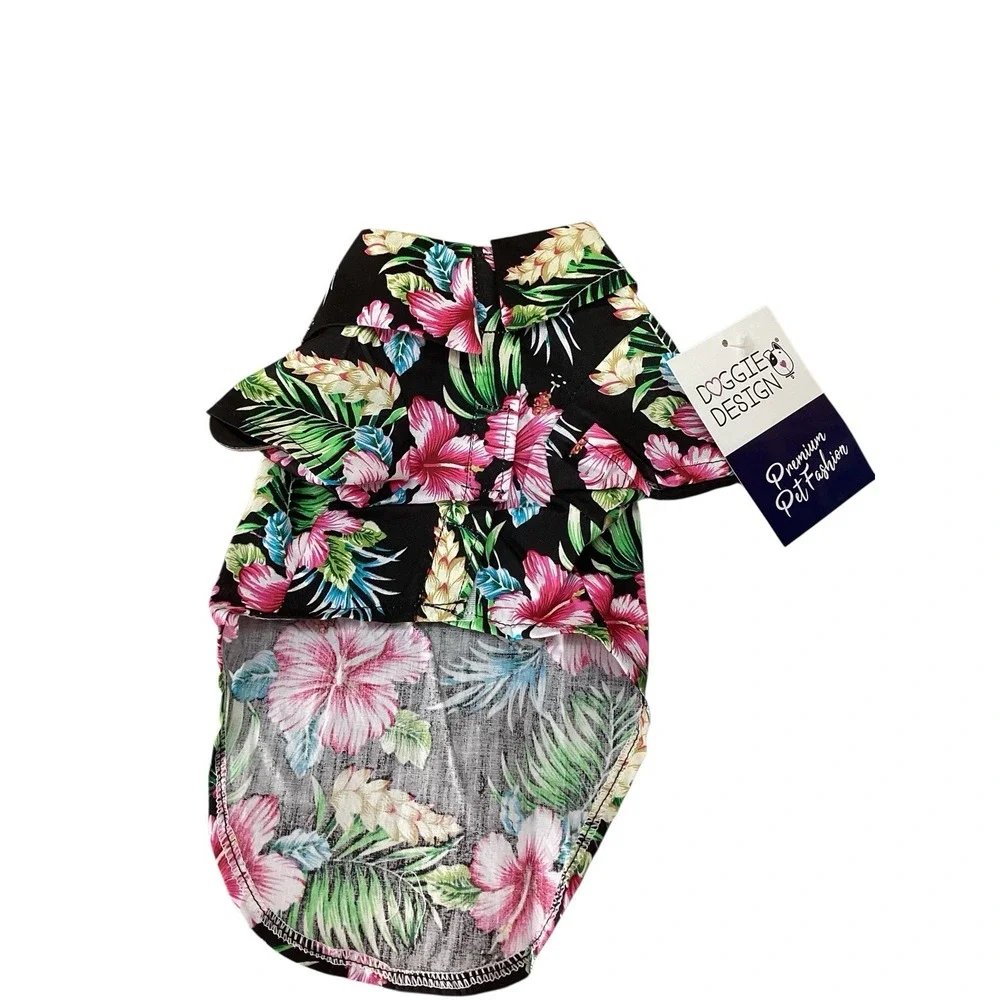 Doggie Design | Tropical Nights | Hawaiian Dog Shirt | Small 14